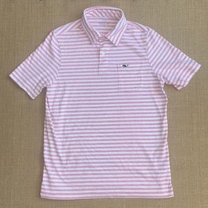 EUC Vineyard Vines in 100% Pima Cotton pink and white striped polo